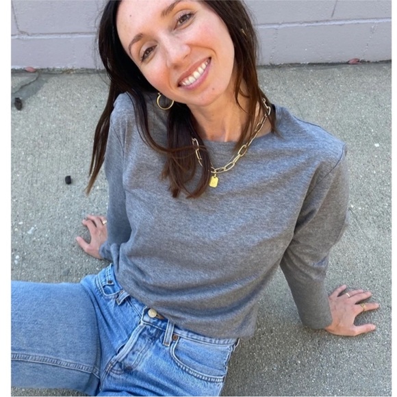 NWT GIRLFRIEND COLLECTIVE Cupro Long Sleeve Tee in Heather Gray - Picture 1 of 12